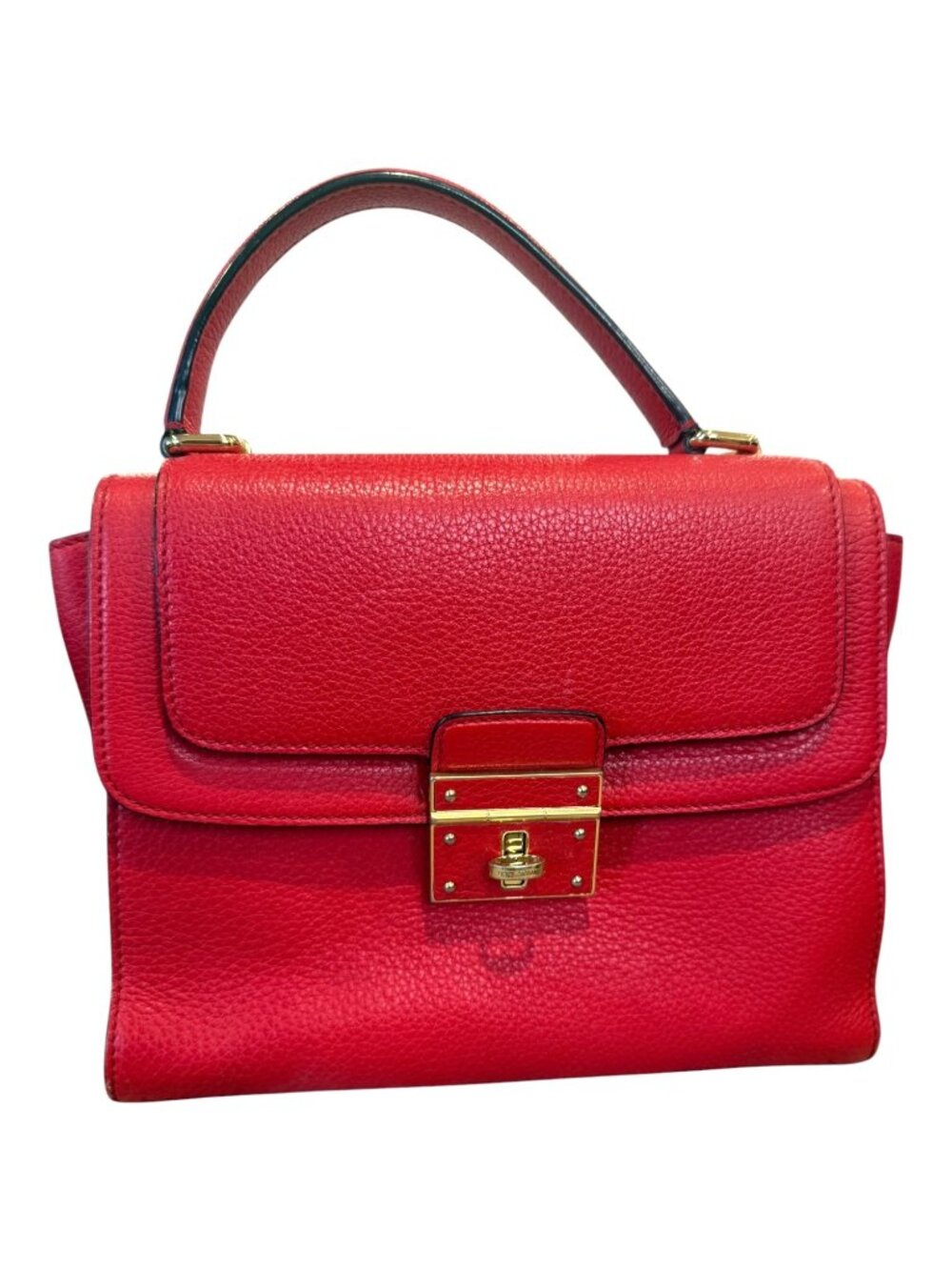 Dolce & Gabbana Greta Red Leather Top Handle Bag With Crossbody Strap